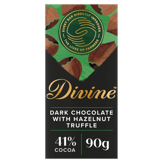 Chocolat noir divin avec barre de noisette lisse 90g