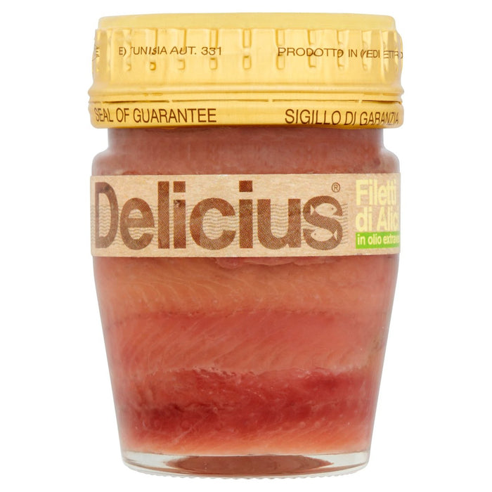 Delicius Anchovy Fillets in Organic Extra Virgin Olive Oil 58g