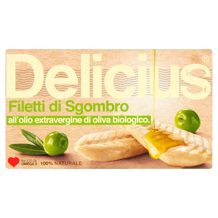 Delicius Mackerel Fillets in Organic Extra Virgin Olive Oil 90g