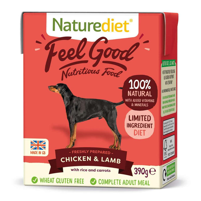 Naturediet Feel Good Chicken & Lamb Comida de perro húmedo completo 18 x 390g