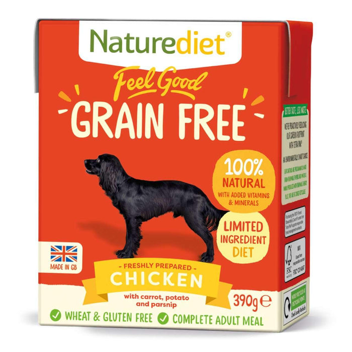 Naturéiet se sente bon poulet sans céréales complète des aliments pour chiens humides 18 x 390g