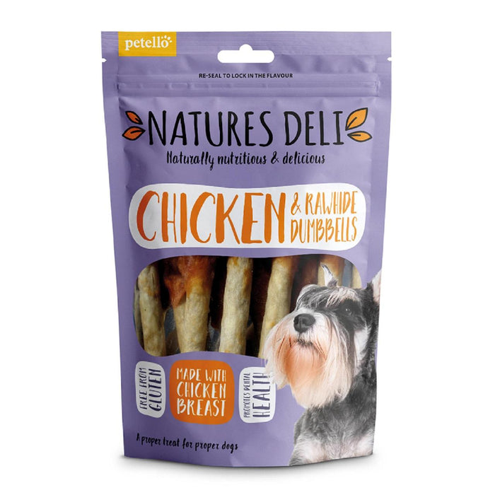 Natures Deli Chicken and Rawhide Dumbbell Dog Treats 100g