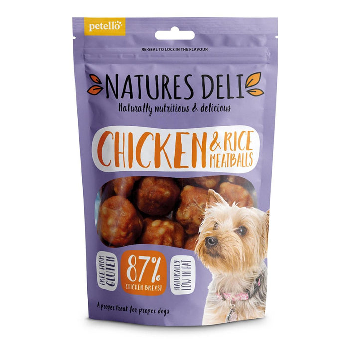 Natures Deli Chicken y arroz Albeball Dog trata 100 g