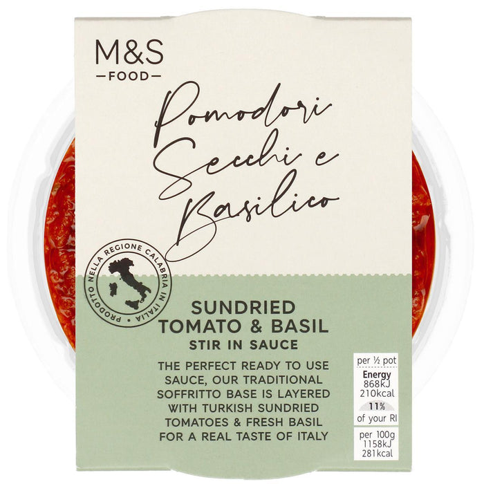 M&S fabriqué en Italie Tomate séchée et sauce au basilic 150g
