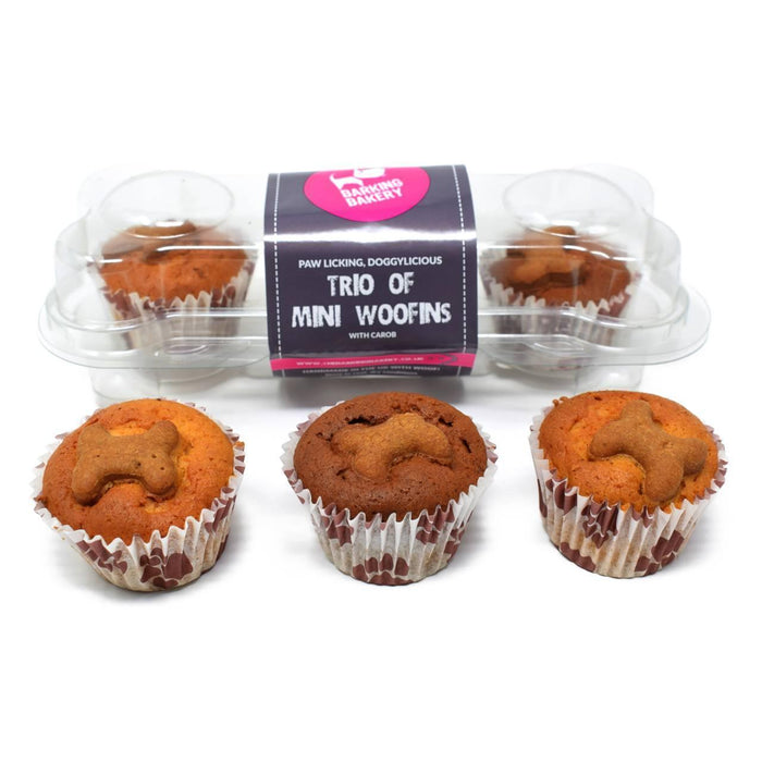 The Barking Bakery Trio of Mini Woofins Dog Treat Muffins