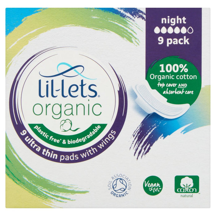 Lil-lets organiques pads nuit 9 par paquet