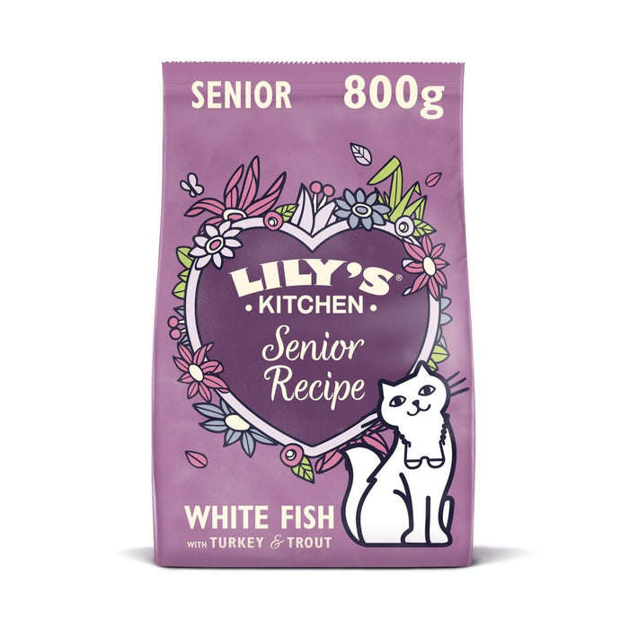 Lilys Küche Katze Weiß Fisch & Truthahn Senior Rezept Trockenfutter 800g