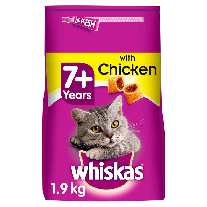 Whiskas Senior 7+ Aliments à chat sec complet avec poulet 1,9 kg