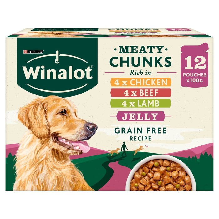 Bolsas de comida para perros Winalot mezcladas en gelatina 12 x 100g