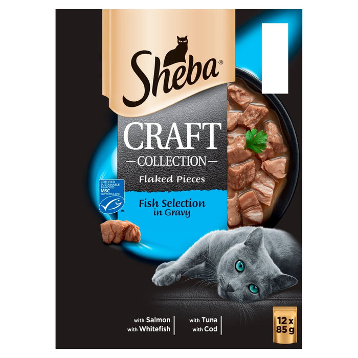 Sheba Craft Adult 1+ Cat Wet Cat Sachets Myled Fish Gravy 12 x 85g