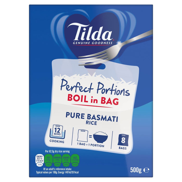 Tilda bouillir dans le sac pur riz basmati 8 x 62,5 g
